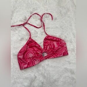 New large pink stretchy tye dye halter top shirt hippie festival rave raver boho